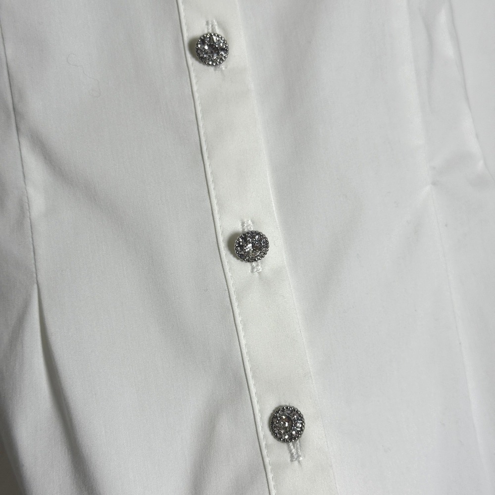 7th Ave NY & Co NEW Womens Button Up Shirt XXL White Jewel Buttons Office Career - Picture 6 of 9